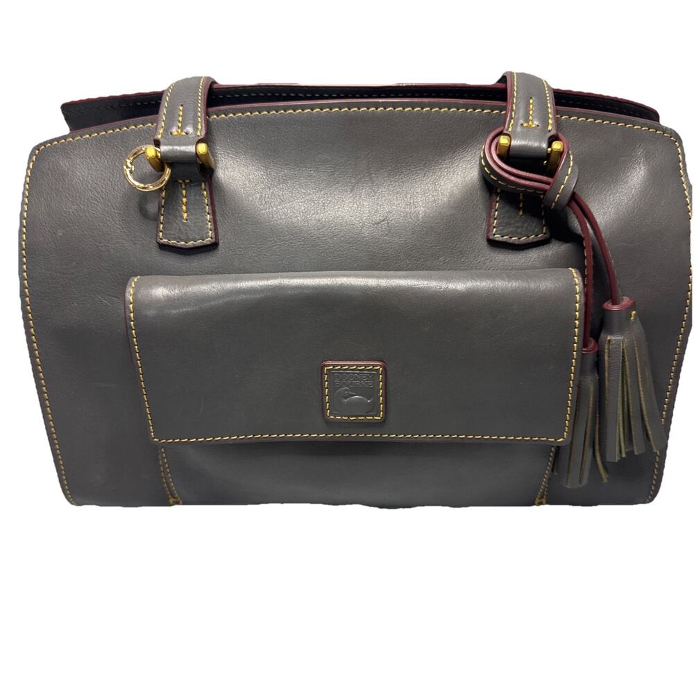 Dooney & Bourke Florentine Leather Shoulder Bag Gray Blue